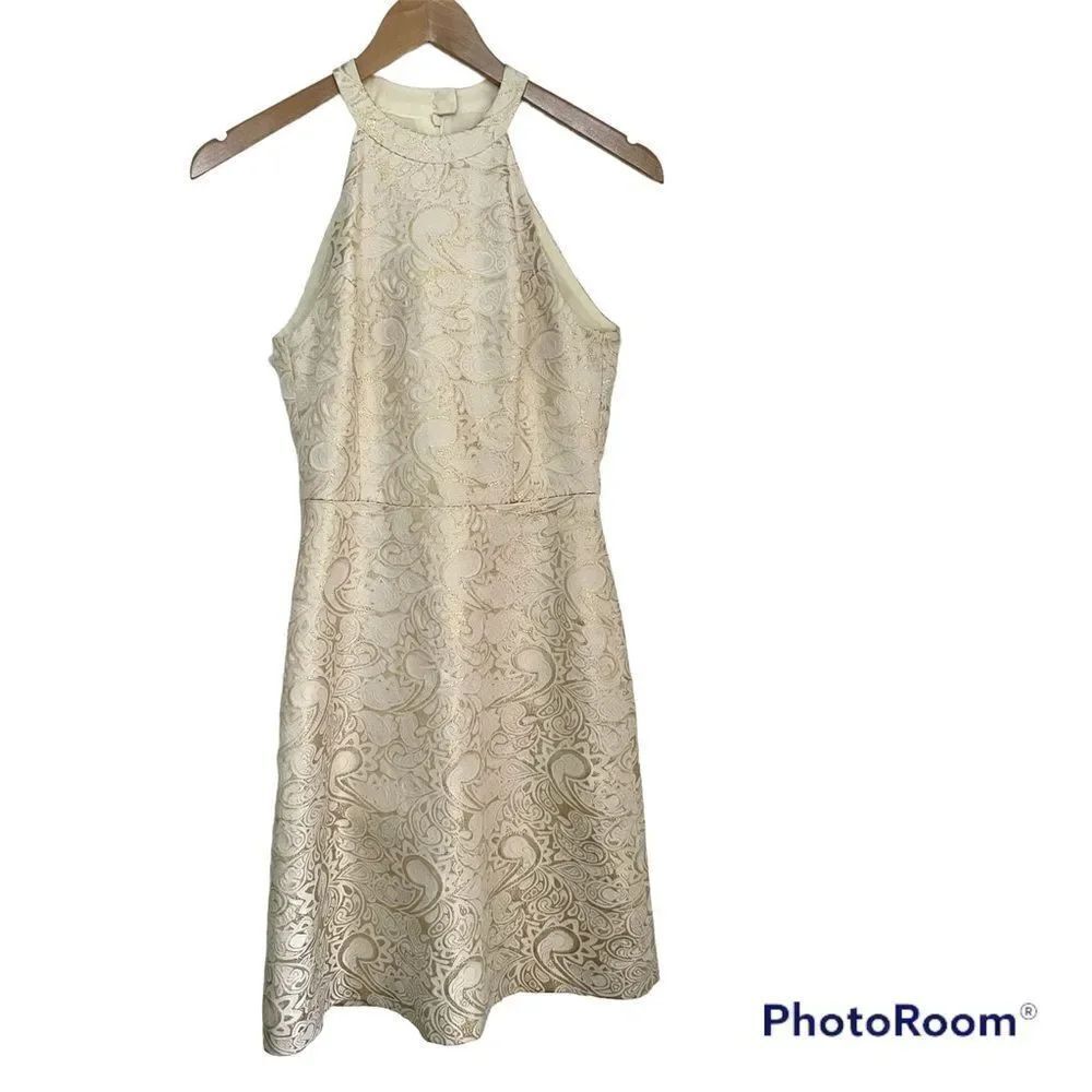Tocca, Cream and Gold  Sleeveless Dress